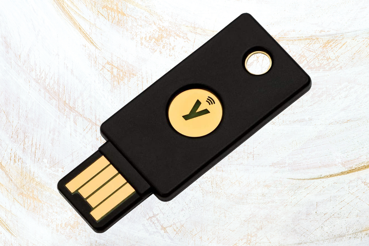 A security key right next to a transparent background.