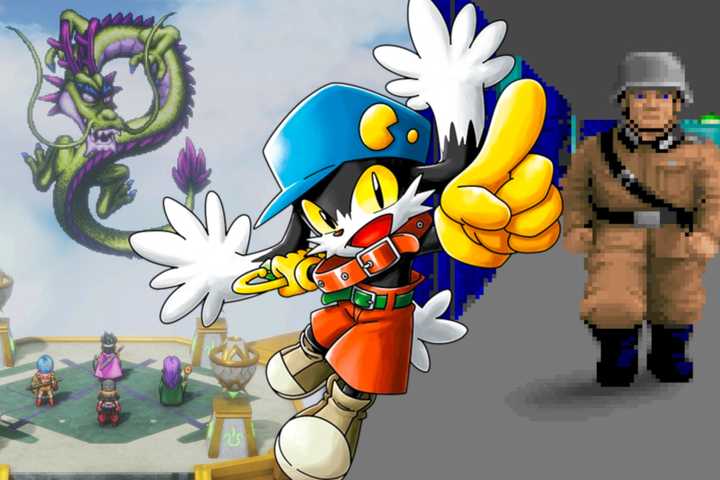 Characters from Klonoa, Wolfenstein 3D, and Dragon Quest III.