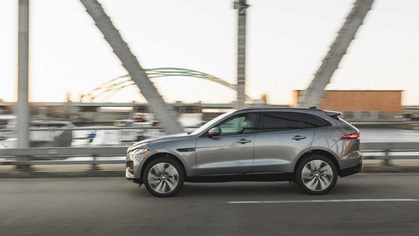 Side profile shot of a 2021 Jaguar F-PACE