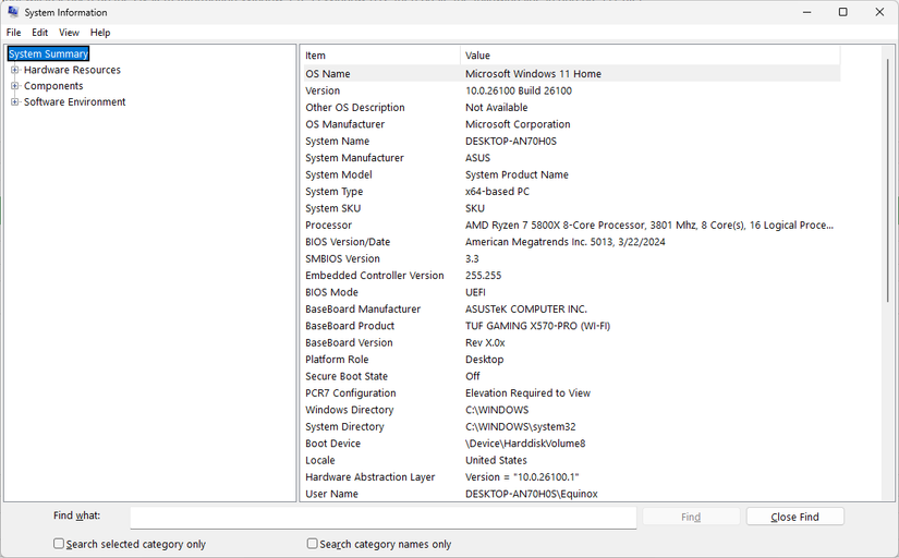 The System Info window that should open when you run msinfo32.
