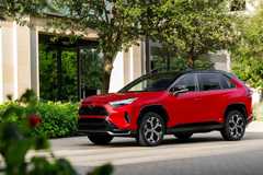 Front 3/4 shot of a 2024 Toyota RAV4 PHEV