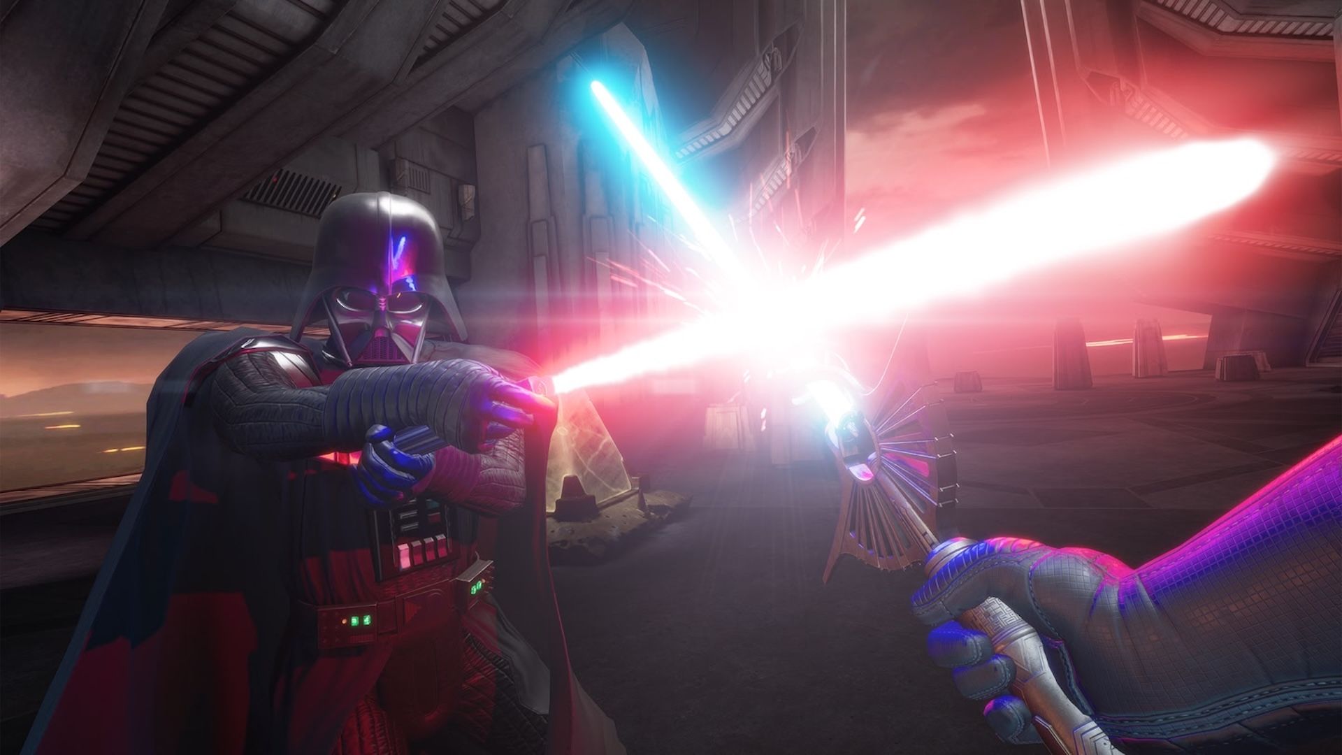 A lightsaber duel with Darth Vader in VR in Vader Immortal.