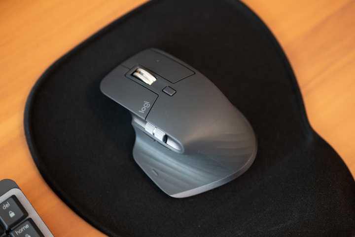 Logitech MX Master 3S sitting on a mouse pad