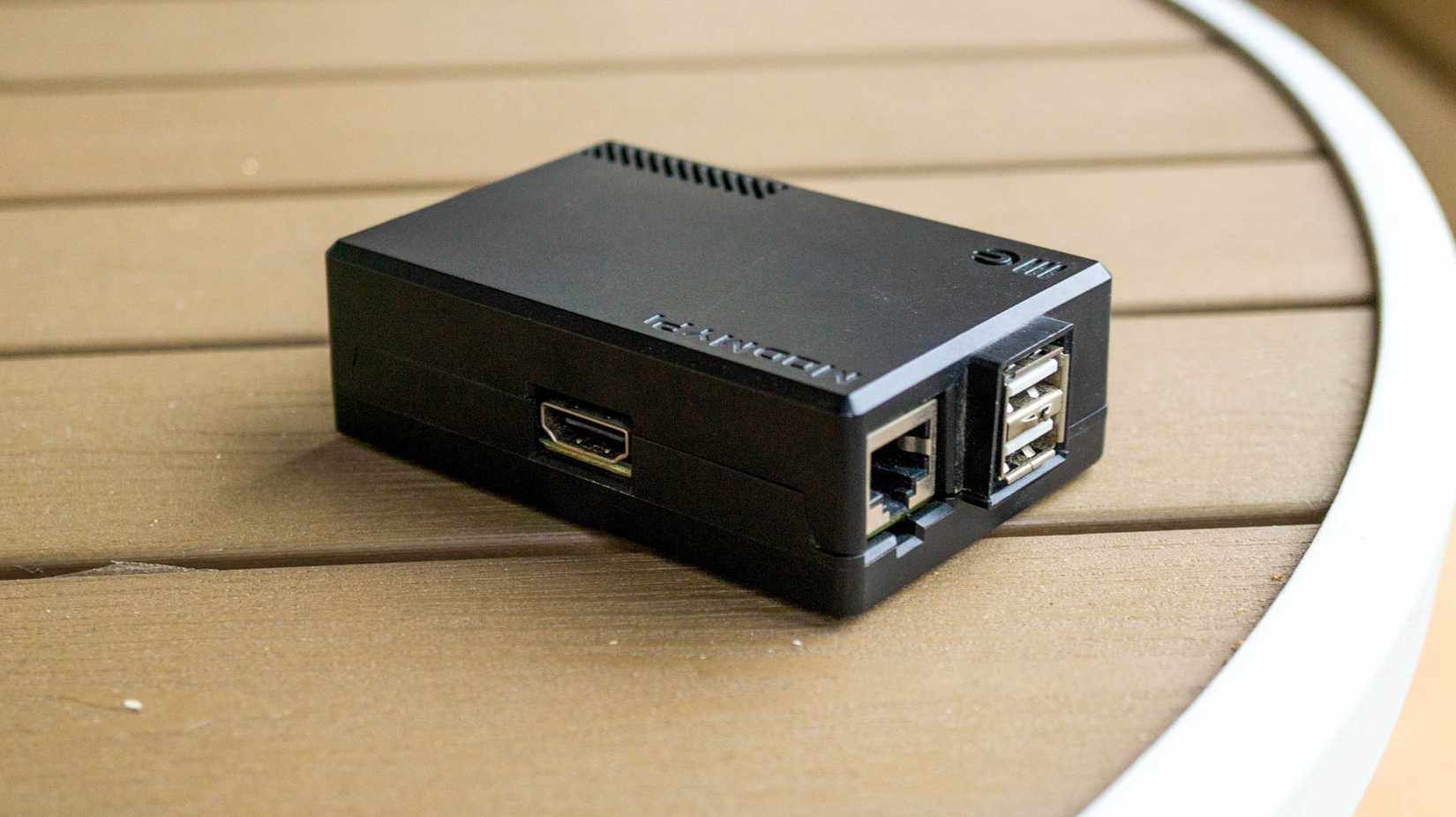 A Raspberry Pi in a case. 