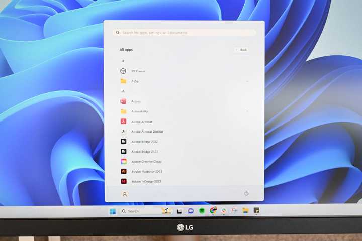 The Start Menu on Windows 11. 