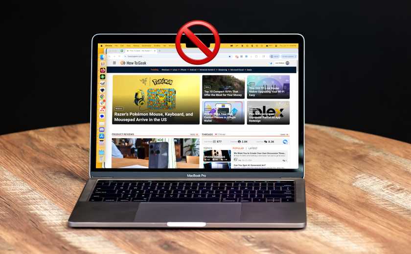 A MacBook Pro with the notch crossed out.