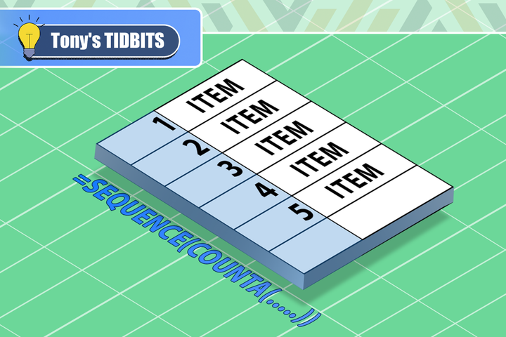 A column in Excel with numbers in sequence and a formula next to it.