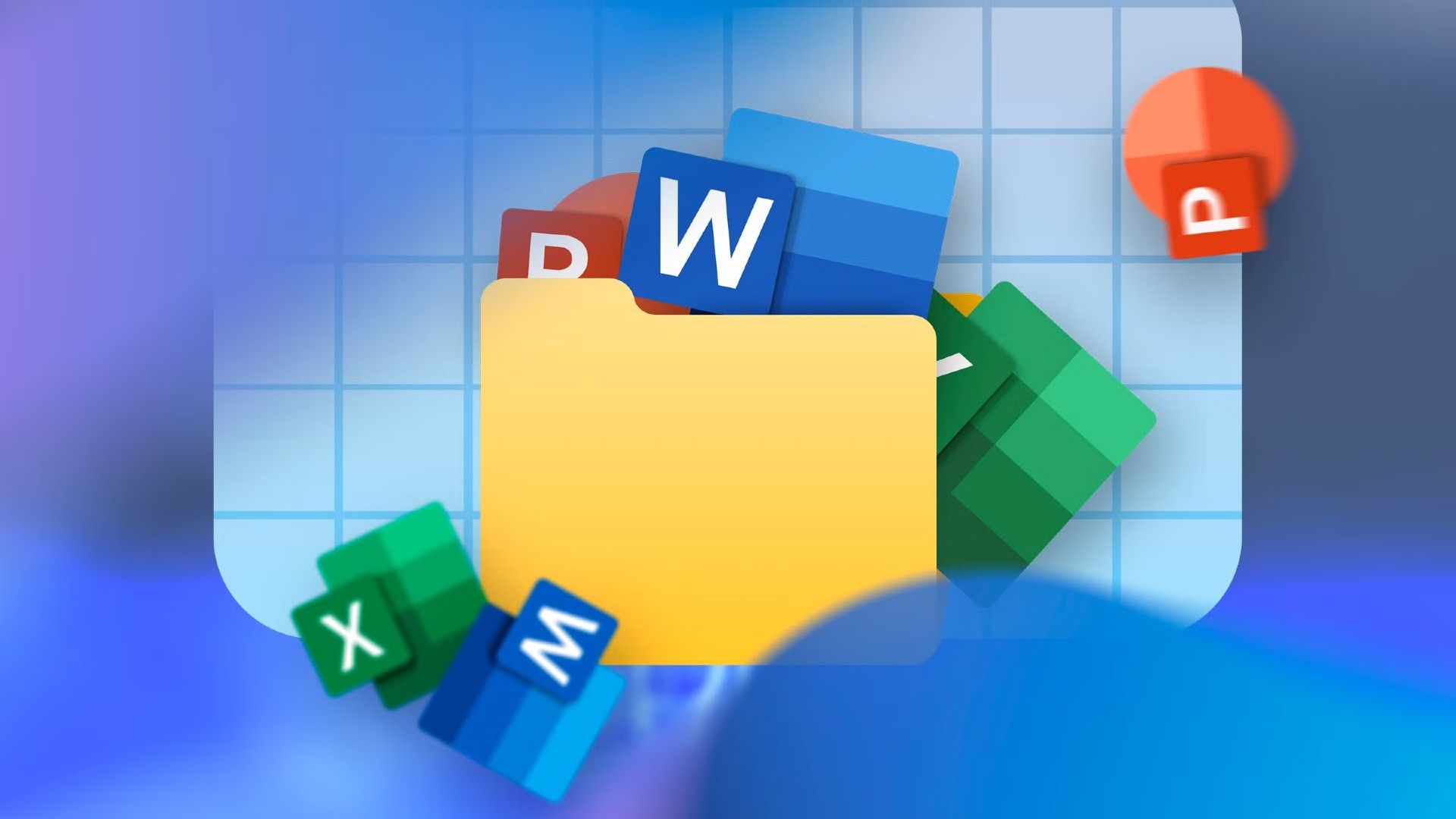 a folder with some microsoft office apps and icons.