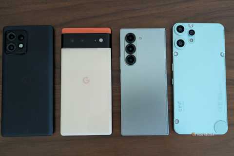 A Moto Edge+ 2023, Google Pixel 6, Samsung Galaxy Z Fold 6, and CMF Phone 2 Pro.