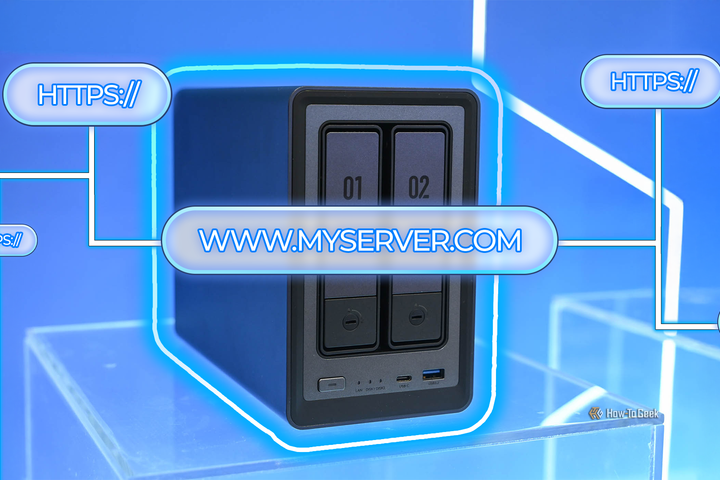 A NAS server surrounded by domain names.