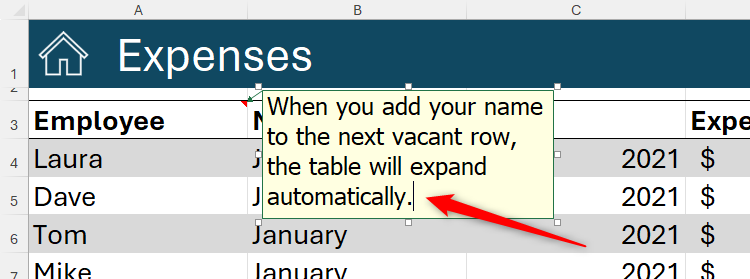 A note is being added to a cell in Microsoft Excel.