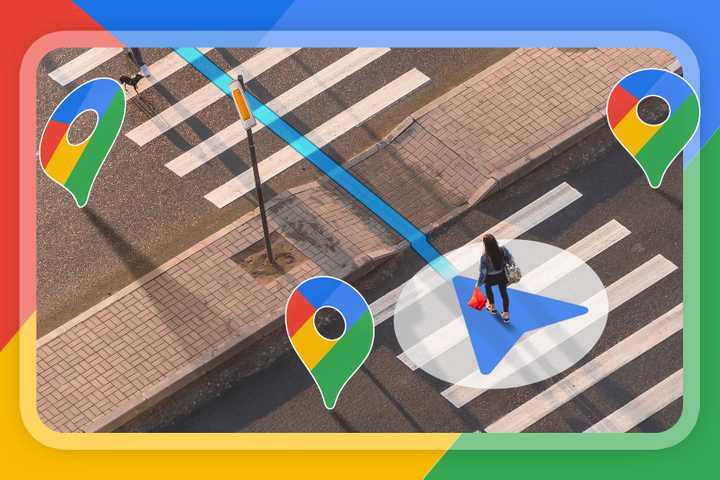 A pedestrian crossing the crosswalk following the Google Maps guide.