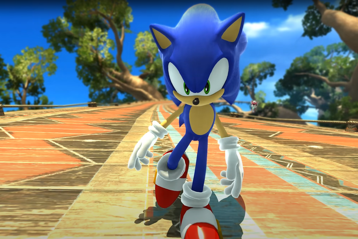 A screenshot from the Unleased Recompiled trailer showing Sonic the Hedgehog in high definition.