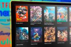 A TV with some anime and, in the background, some streaming services.