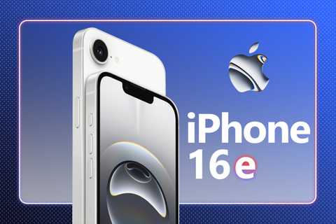 An iPhone 16e with the Apple logo beside it.