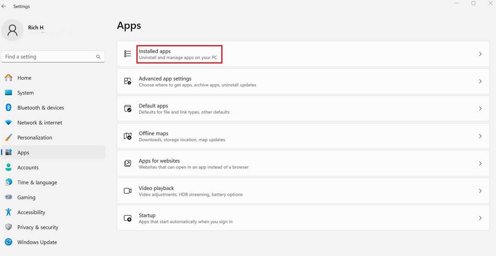 The app permission screen in Windows 11
