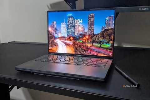 ASUS Zenbook Duo Laptop Mode with Bluetooth keyboard.