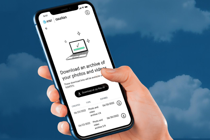 AT&T phone showing its cloud storage app.