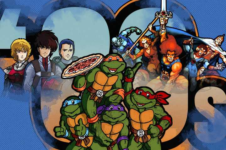 Covers of some classic 80s cartoons in a posterized style.