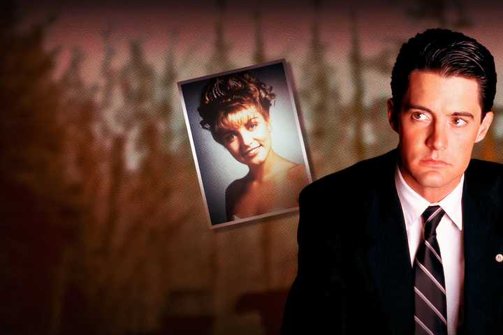 Dale Cooper appearing next to a photograph of Laura Palmer from Twin Peaks