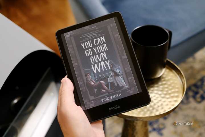 Amazon Kindle Colorsoft being held in a hand.