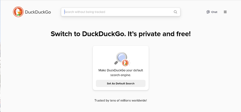 The DuckDuckGo webpage.