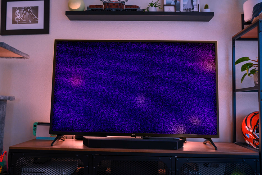 TV with static on the screen.