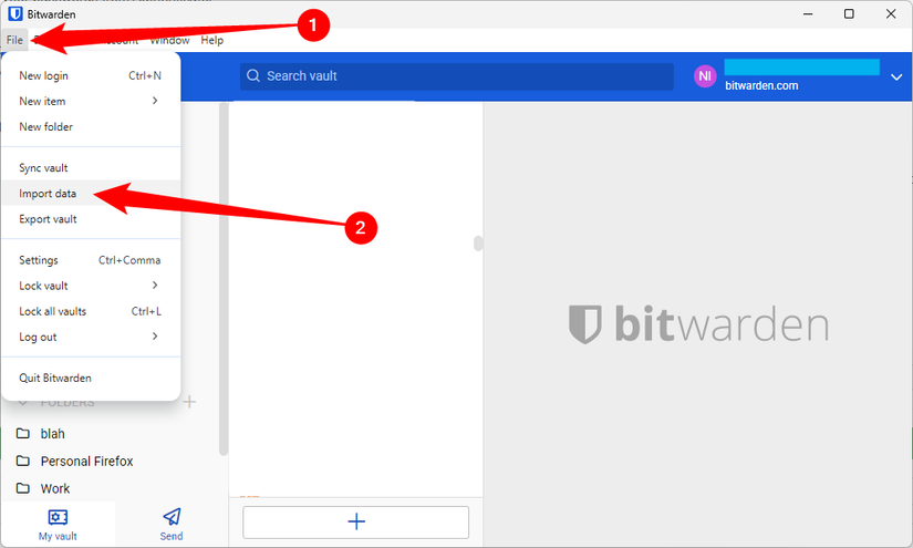 Click "File," then select "Import Data." 