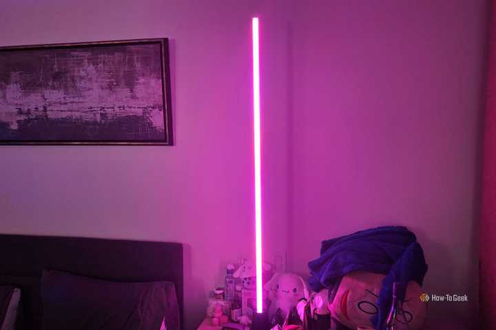 The WiZ gradient floor light illuminating a room.