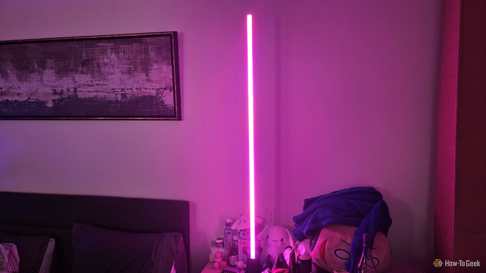 The WiZ gradient floor light illuminating a room.