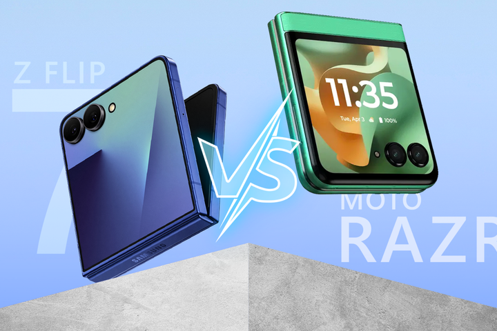 Side-by-side comparison of the Samsung Galaxy Z Flip 7 and the Motorola Razr.