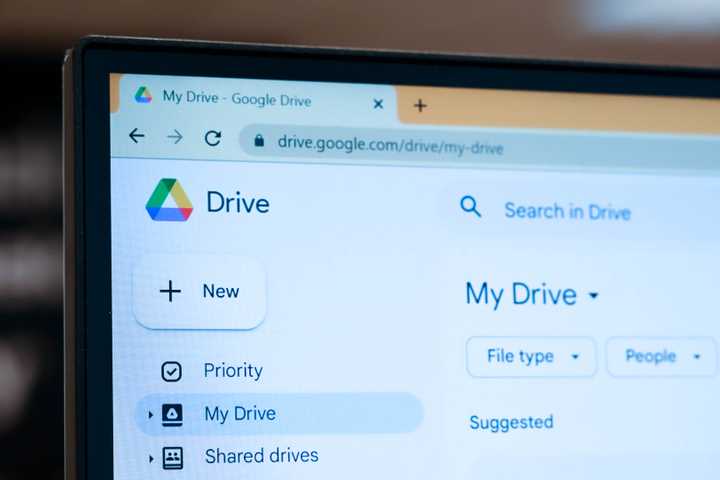 Google Drive seen on a laptop screen.