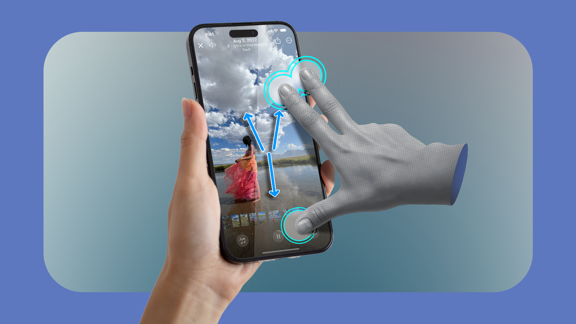 Graphic iPhone Hand three finger gesture