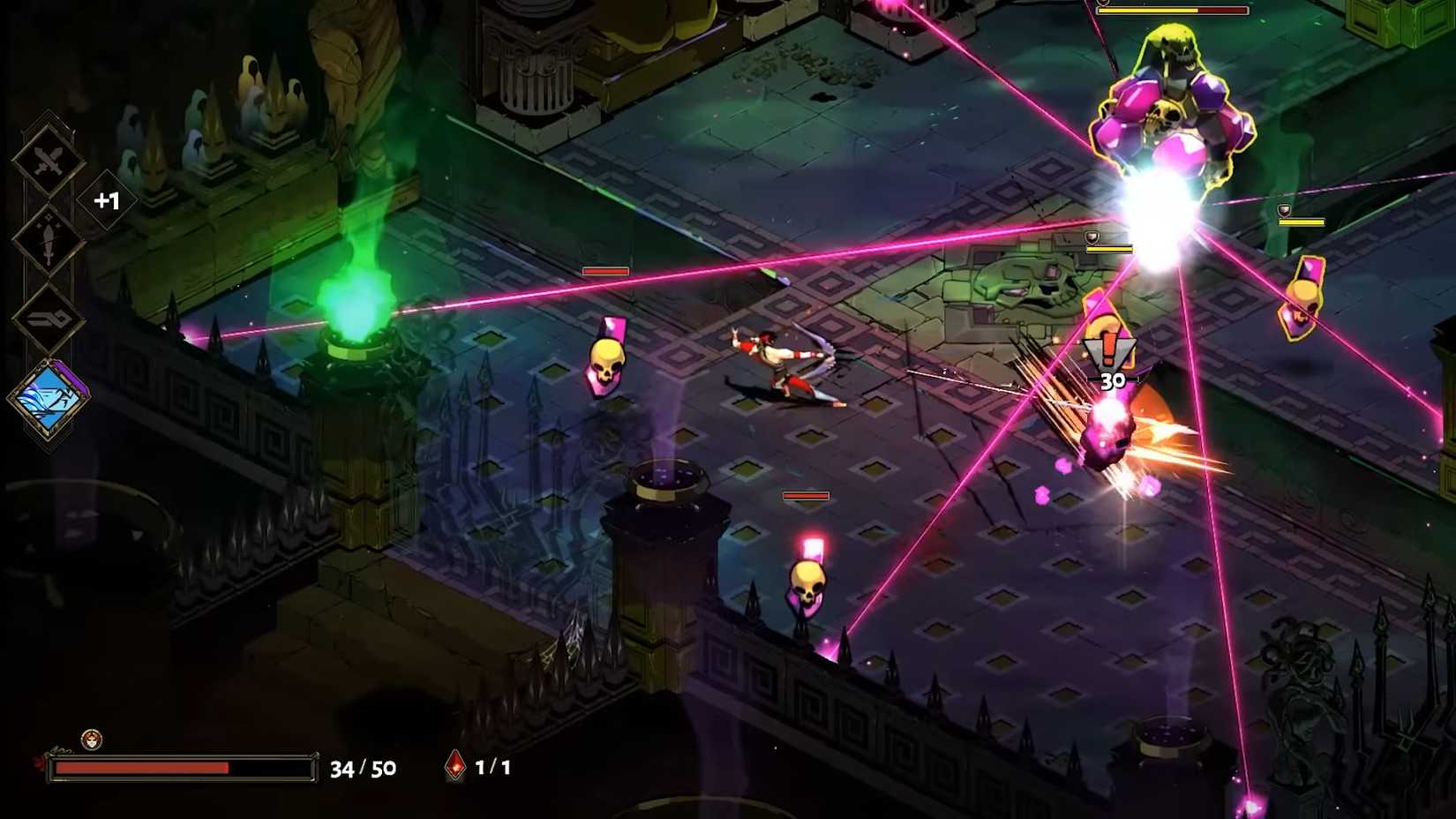Zagreus fighting an enemy in Hades.