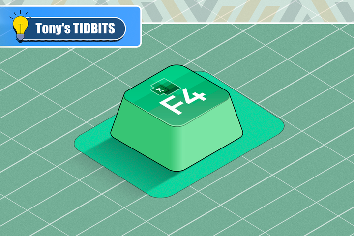 Illustration of an F4 key with the Excel logo.