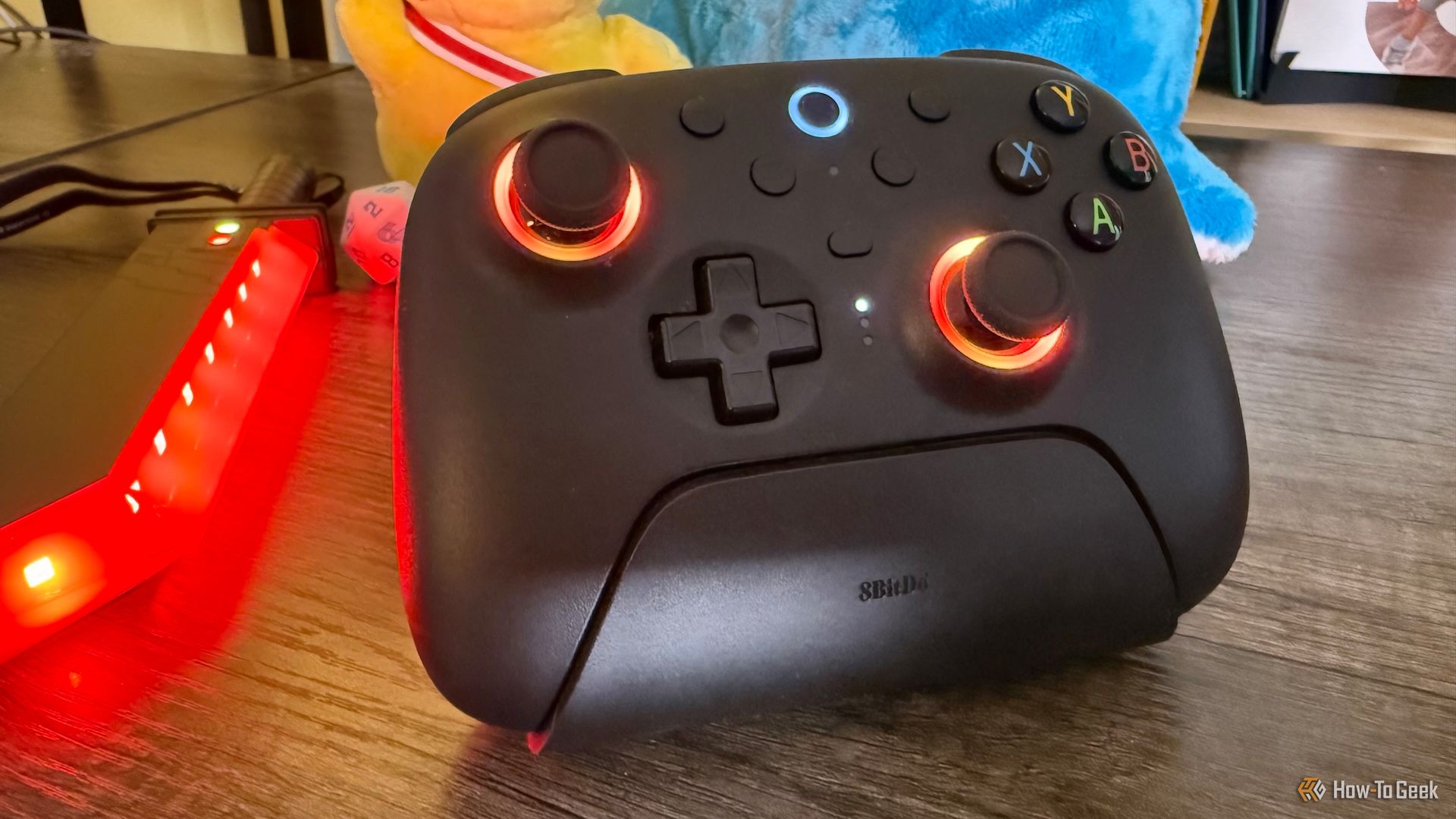 8BitDo Ultimate 2 Wireless Controller with red ring lights.