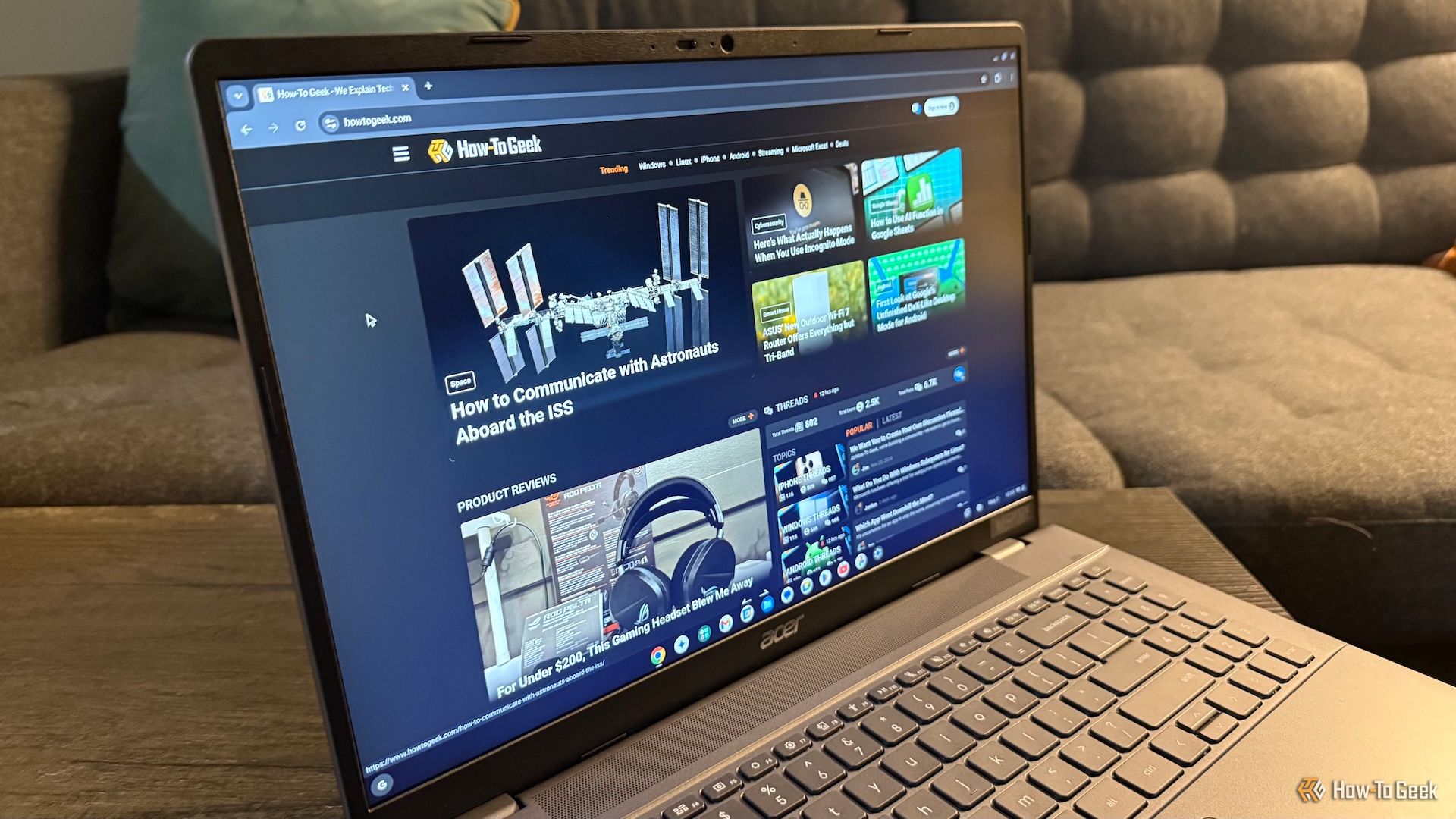 Close up of Acer Chromebook Plus 516 screen from an angle.