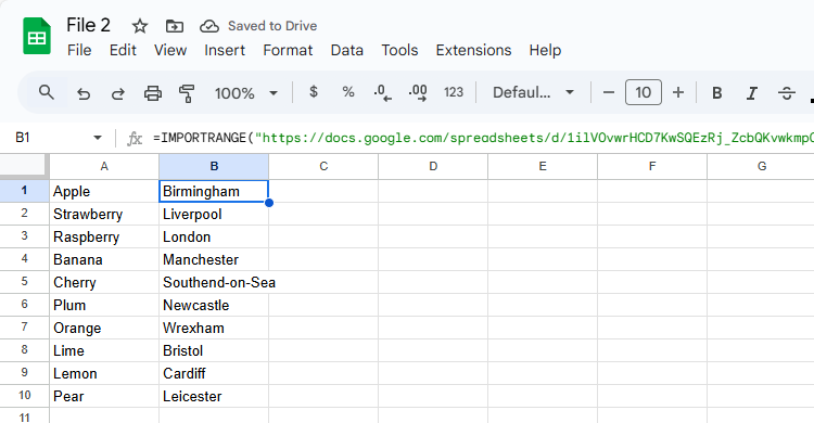 IMPORTRANGE in Google Sheets is used to import a named range from another Google Sheets spreadsheet.