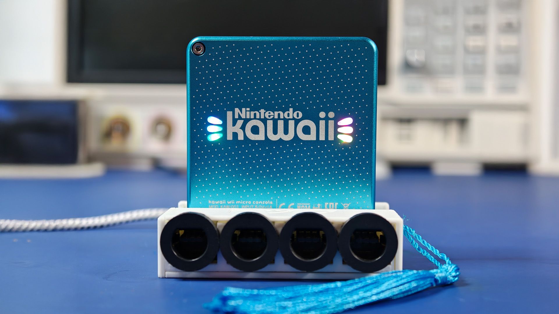 Kawaii Wii mod on a table.