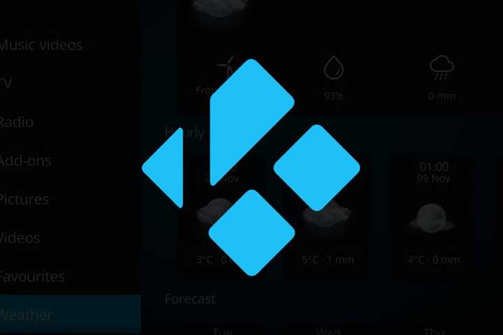 Kodi Logo over TV screen