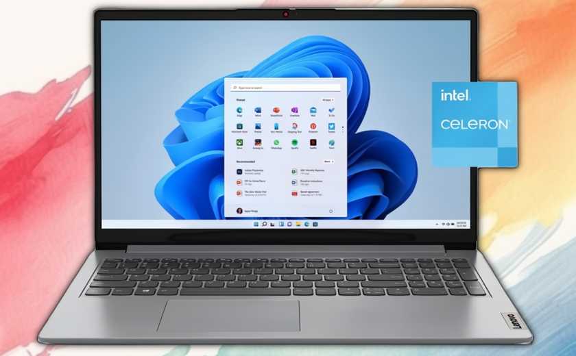 Lenovo Ideapad 1 on a painted background.