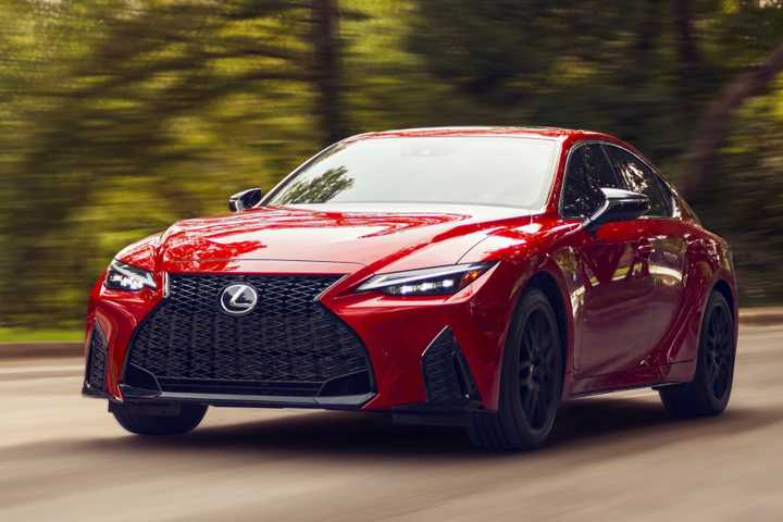 Front 3/4 shot of a 2021 Lexus IS