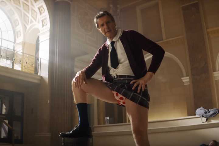 Liam Neeson As Frank Drebin in The Naked Gun Reboot.