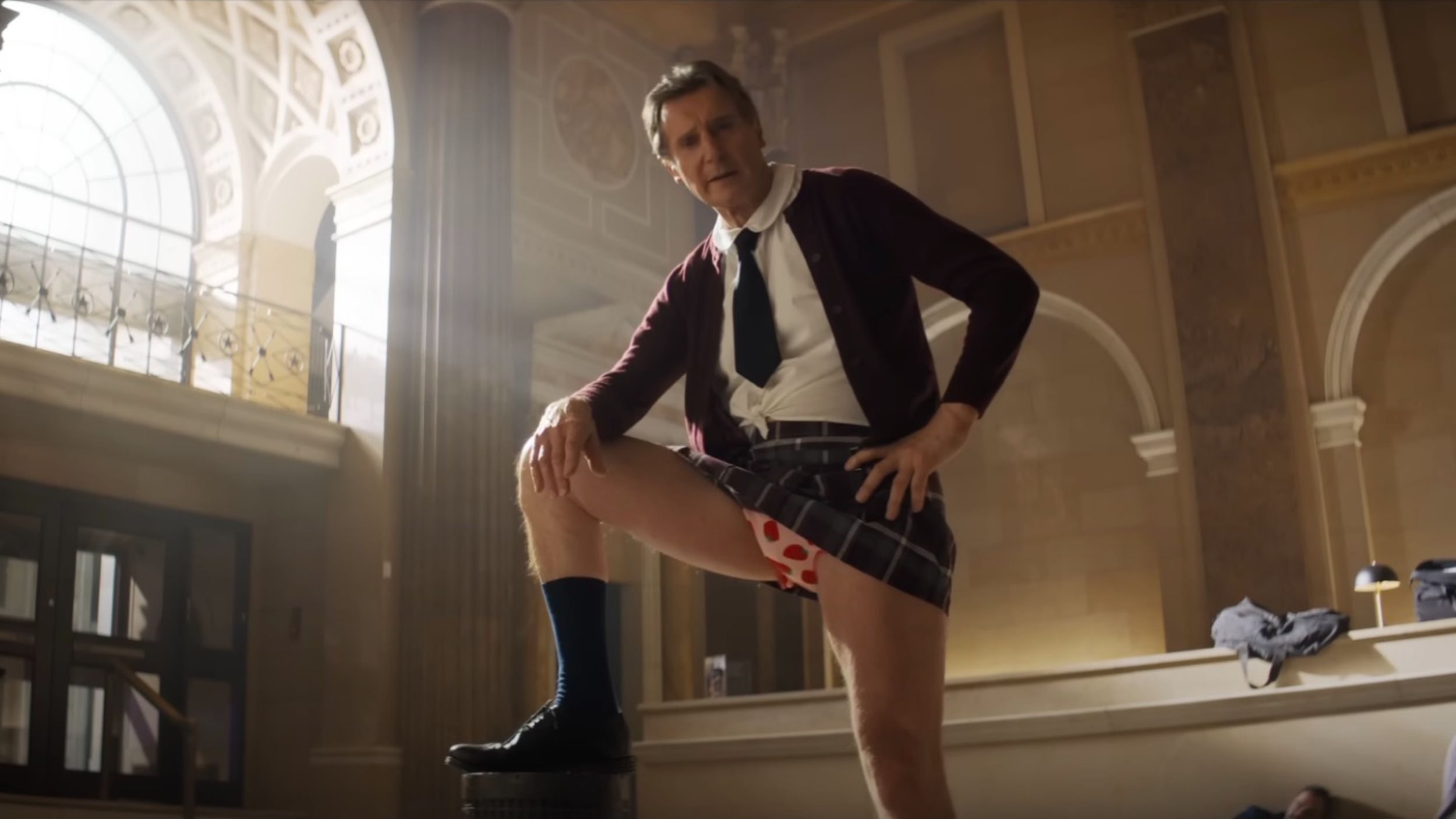 Liam Neeson As Frank Drebin in The Naked Gun Reboot.