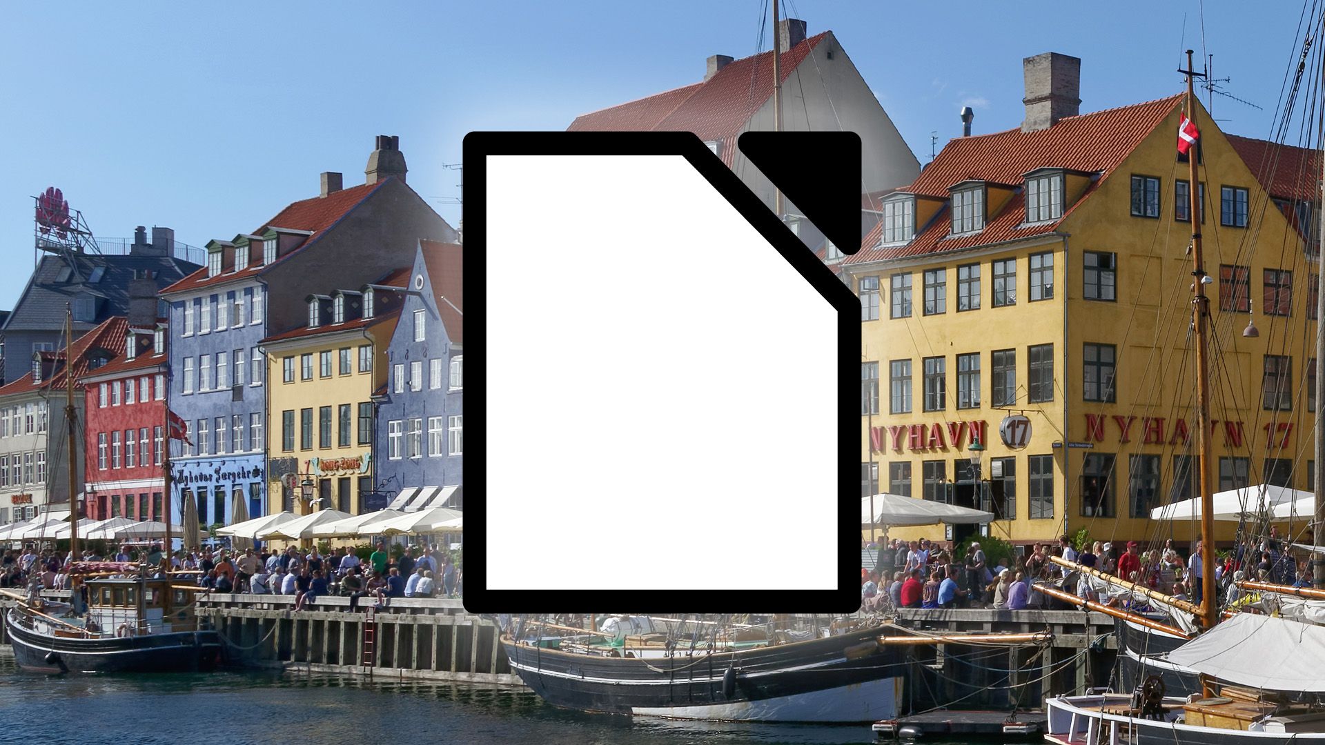 LibreOffice logo on a photo of Copenhagen