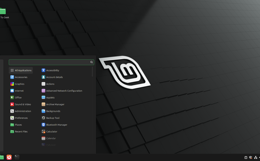 Linux Mint Application menu.