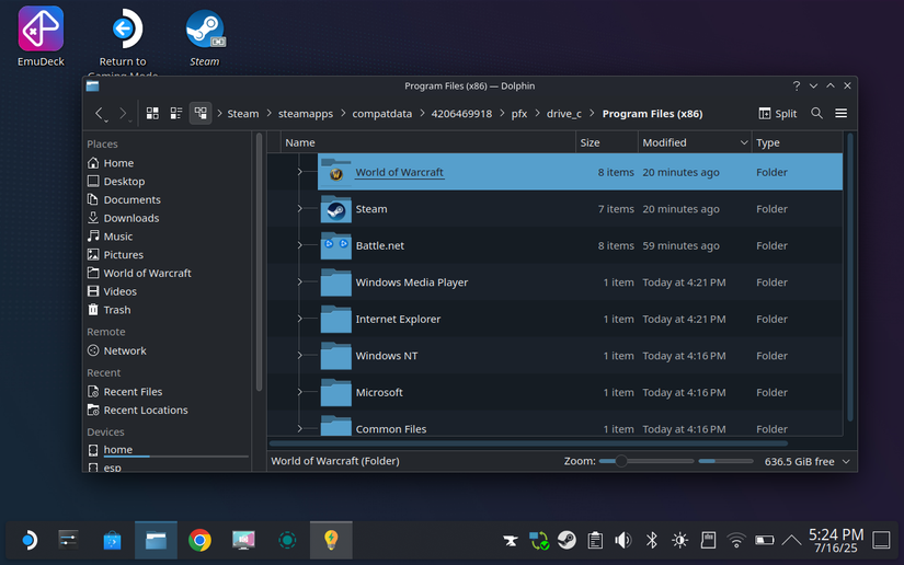 Locating your World of Warcraft folder in Dolphin.