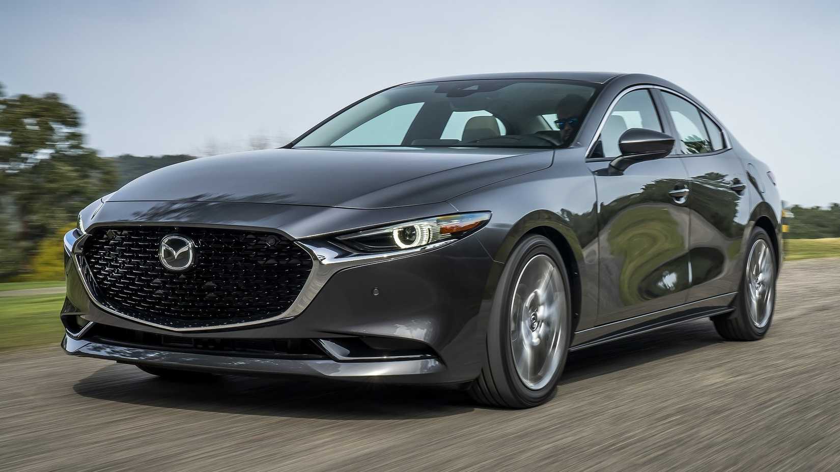 Front 3/4 shot of a 2019 Mazda 3 Sedan