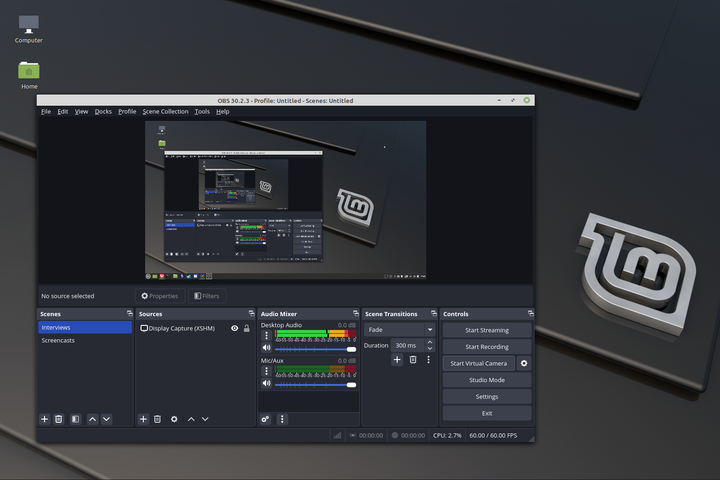  OBS Studio on desktop