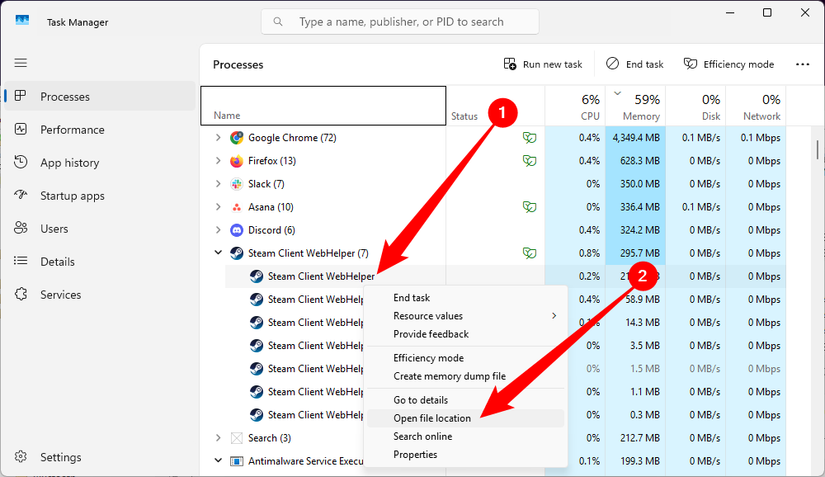 open file location process